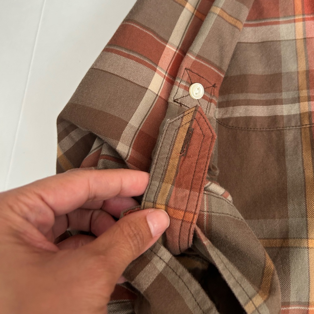 Lauren jeans Ralph Lauren Brown and Orange Plaid Shirt Women’s size M used - Picture 7 of 16